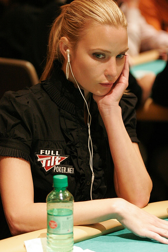 Erica Schoenberg (poker babe) playing in a poker tournament